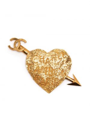 Broš s uzorkom srca Chanel Pre-owned zlatna