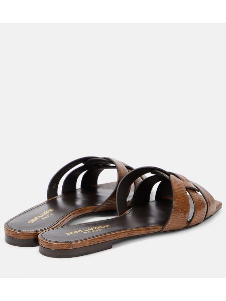 Kožené sandály Saint Laurent hnědé