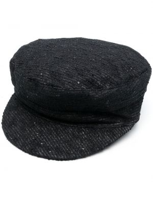 Dzianinowa czapka z daszkiem z cekinami Fabiana Filippi czarna