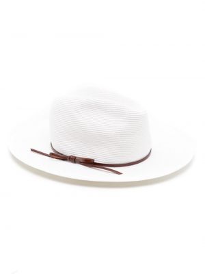 Плетена шапка с периферия Emporio Armani бяло