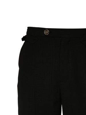 Viskózové hedvábné rovné kalhoty Casablanca černé