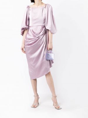 Robe de soirée en soie avec manches longues Bazza Alzouman violet