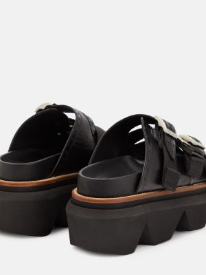 Кожени сандали на платформе Sacai черно