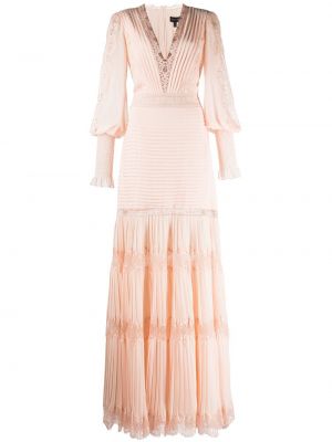 Φλοράλ βραδινό φόρεμα με λαιμόκοψη v με δαντέλα Tadashi Shoji ροζ