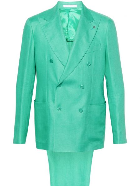 Lněný oblek Tagliatore zelený