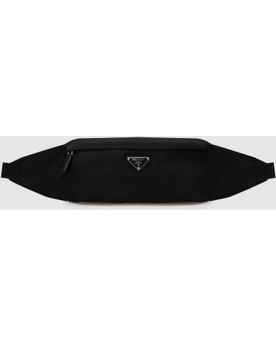 Поясна сумка з логотипом Prada, чорна