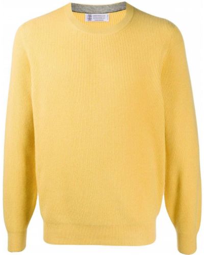 Jersey de tela jersey de cuello redondo Brunello Cucinelli amarillo
