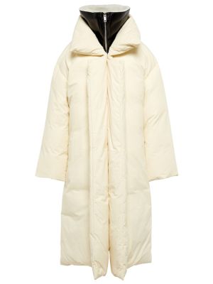 Pérový bavlnený kožený kabát Givenchy biela
