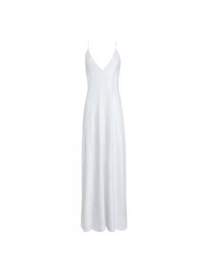 Sukienka długa z cekinami z dekoltem w serek Khaite biała