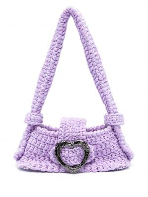 Pletena torbica za čez ramo z zaponko z vzorcem srca Marco Rambaldi vijolična