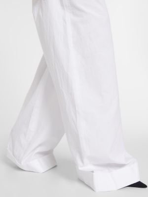Βαμβακερό παντελόνι σε φαρδιά γραμμή Ann Demeulemeester λευκό