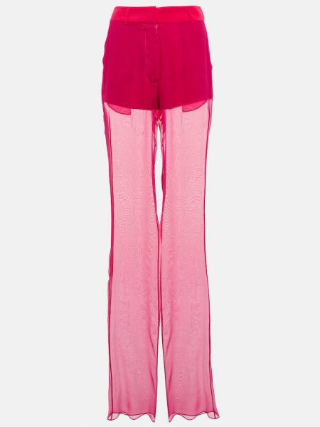 Relaxed fit svilene hlače Nensi Dojaka roza