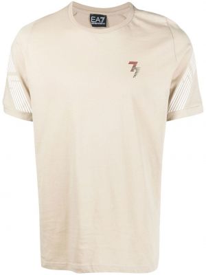 T-krekls ar apdruku ar apaļu kakla izgriezumu Ea7 Emporio Armani bēšs
