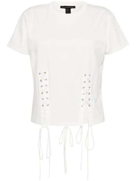 Koszulka sznurowana bawełniana koronkowa Kiki De Montparnasse biała