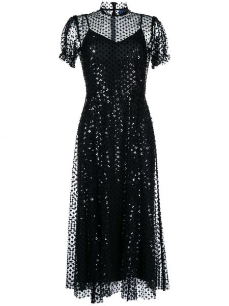 Βραδινό φόρεμα με παγιέτες με διαφανεια Macgraw μαύρο