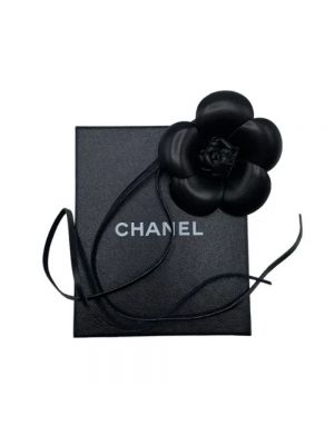 Broszka skórzana Chanel Vintage czarna