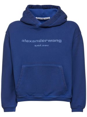 Bluza z kapturem bawełniana Alexander Wang niebieska