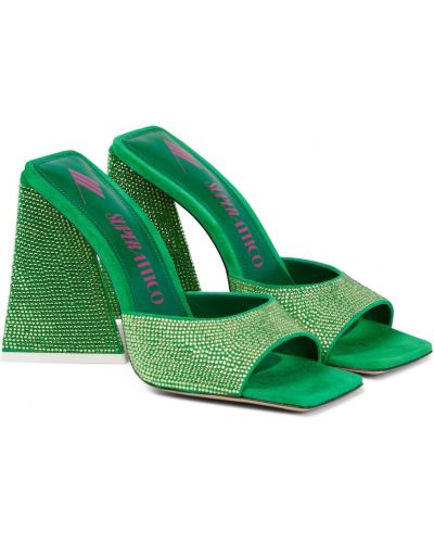 Kožené semišové sandále The Attico zelená