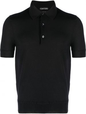 Кашмирена поло тениска Tom Ford черно