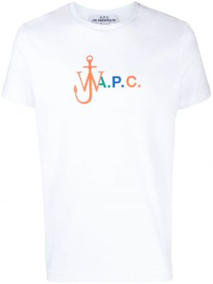 T-shirt en coton à imprimé A.p.c. blanc