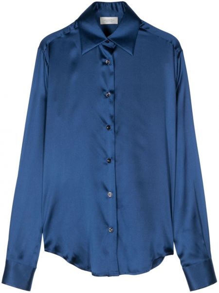Σατέν πουκάμισο Mazzarelli μπλε