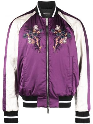 Bomber jakna s cvetličnim vzorcem Dsquared2 vijolična