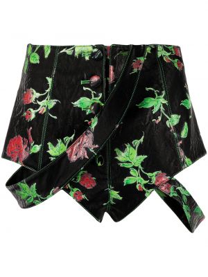 Trykt floral skinn shorts Yuhan Wang svart