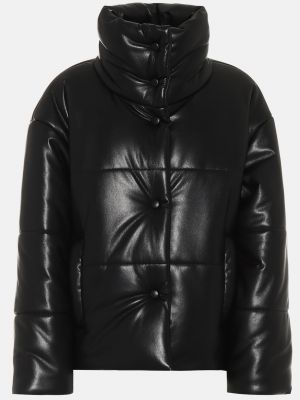 Кожаная куртка из искусственной кожи Nanushka черная