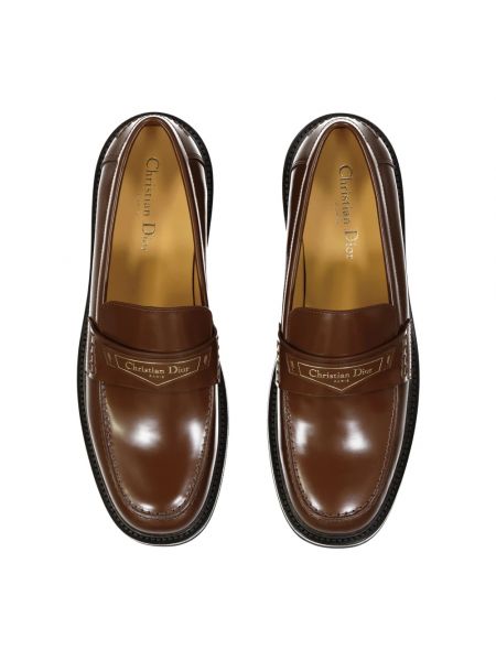 Loafers de cuero Dior marrón