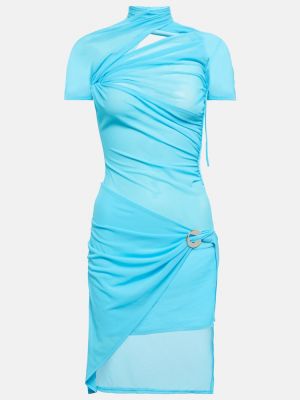 Mini vestido de malla asimétrico Coperni azul