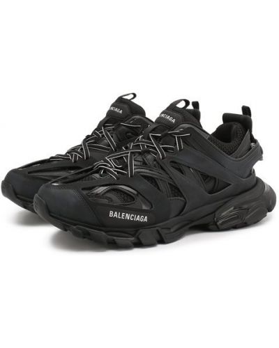 Комбинированные кроссовки на шнуровке Balenciaga Track, черные