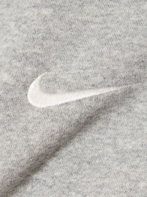 Bavlněná fleecová mikina s kapucí na zip Nike šedá