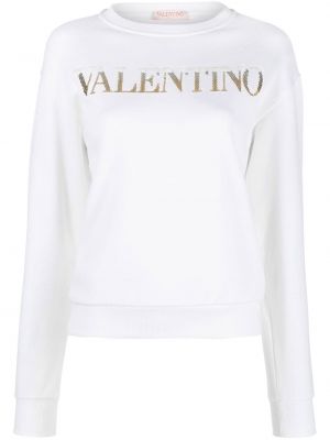 Rund hals paljett sweatshirt Valentino hvit