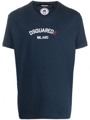 Памучна тениска с принт Dsquared2 синьо