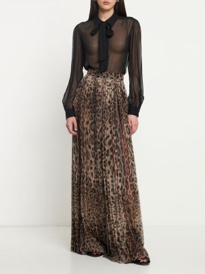 Pantaloni di chiffon leopardato baggy Dolce & Gabbana