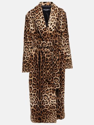 Kabát s potlačou s leopardím vzorom Dolce&gabbana hnedá