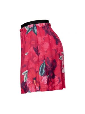 Satynowe spodnie w kwiatki Pinko różowe