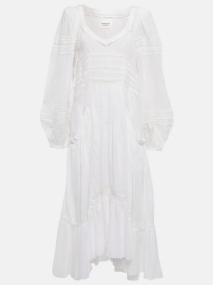 Vestido largo de algodón con volantes Marant Etoile blanco