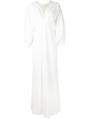 Вечерна рокля с v-образно деколте с дантела Sachin & Babi бяло