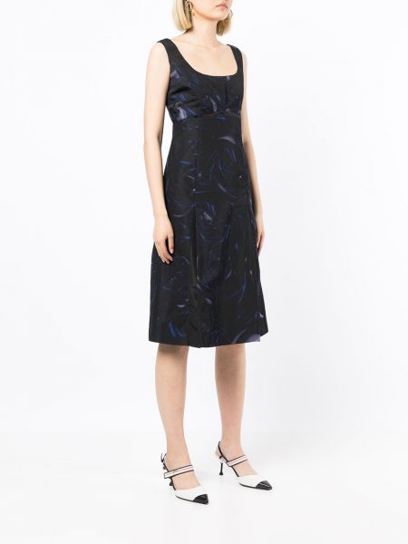 Hedvábné midi šaty s potiskem s abstraktním vzorem Céline Pre-owned