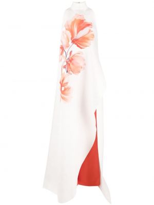 Asimetrična večerna obleka s cvetličnim vzorcem s potiskom Saiid Kobeisy