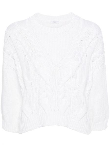 Памучен пуловер Peserico бяло