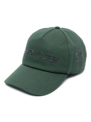 Памучна шапка с козирки с принт Moncler Grenoble зелено