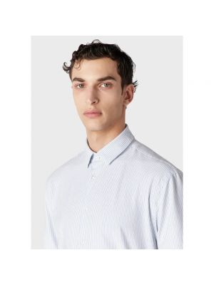 Camisa slim fit de algodón a rayas Giorgio Armani blanco