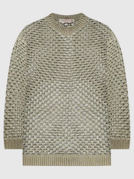 Ажурний светр з паєтками Valentino бежевий