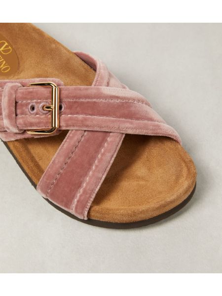 Sametové sandály Valentino Garavani růžové