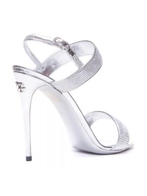 Haftowane sandały Dolce And Gabbana srebrne