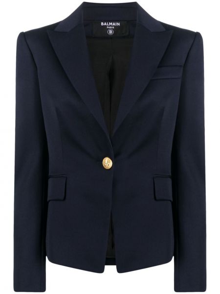 Knappen opp lang blazer Balmain blå