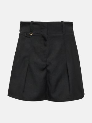 Pantalones cortos de lana plisados Jacquemus negro