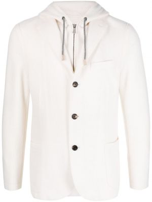 Vlněné sako s kapucí Eleventy bílé